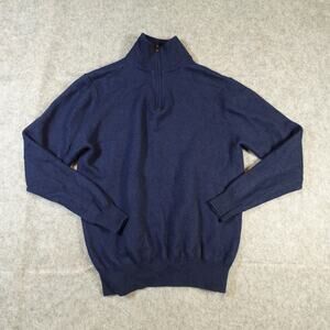 Jeremy Argyle Sweater‎ Mens Extra Large Merino Wool 1/4 Zip Jumper Pullover Navy